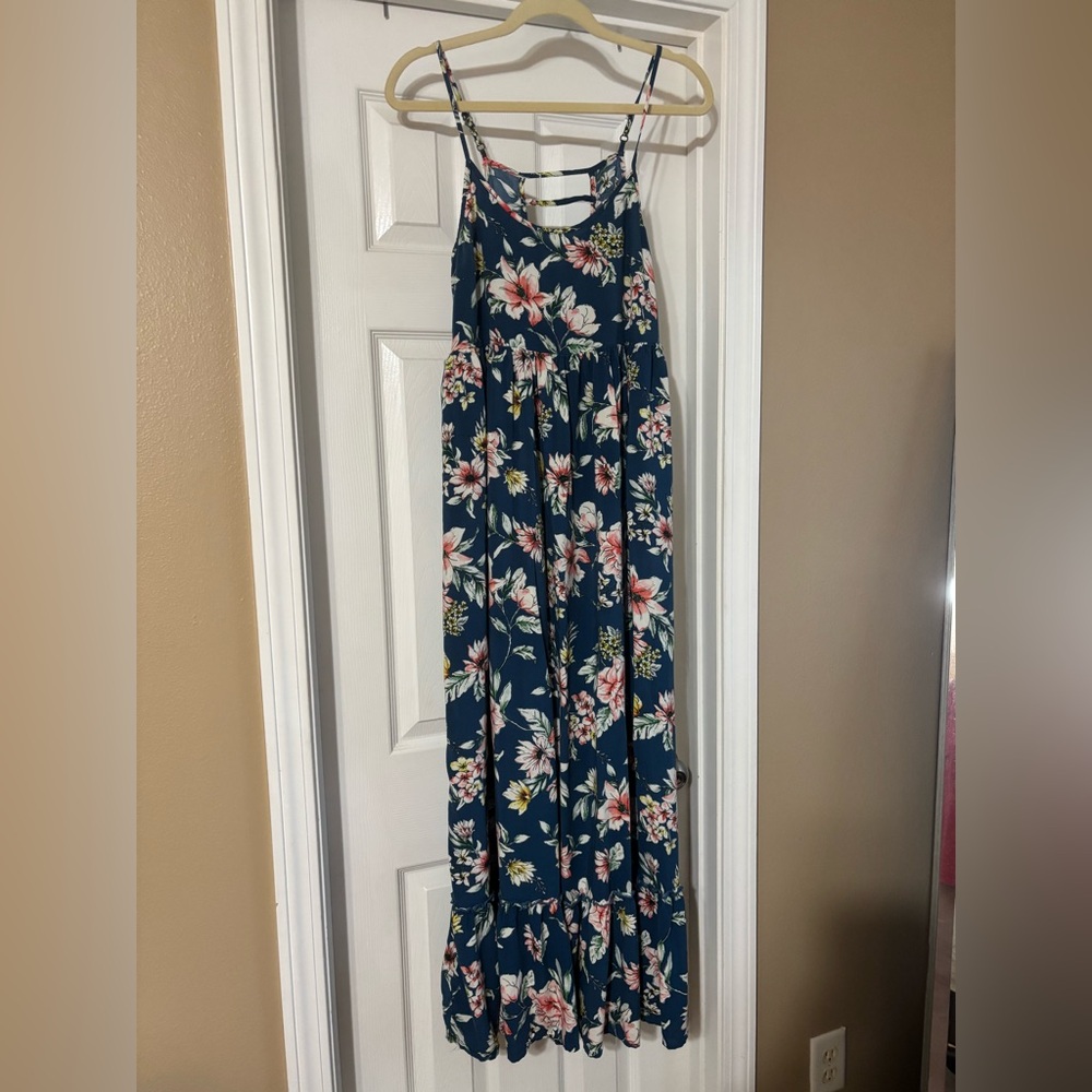 Band of Gypsies Navy Floral Sundress with Pink & Yellow Blooms